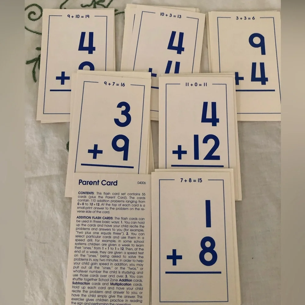School Zone Addition Addition Facts Flashcards 0-12
